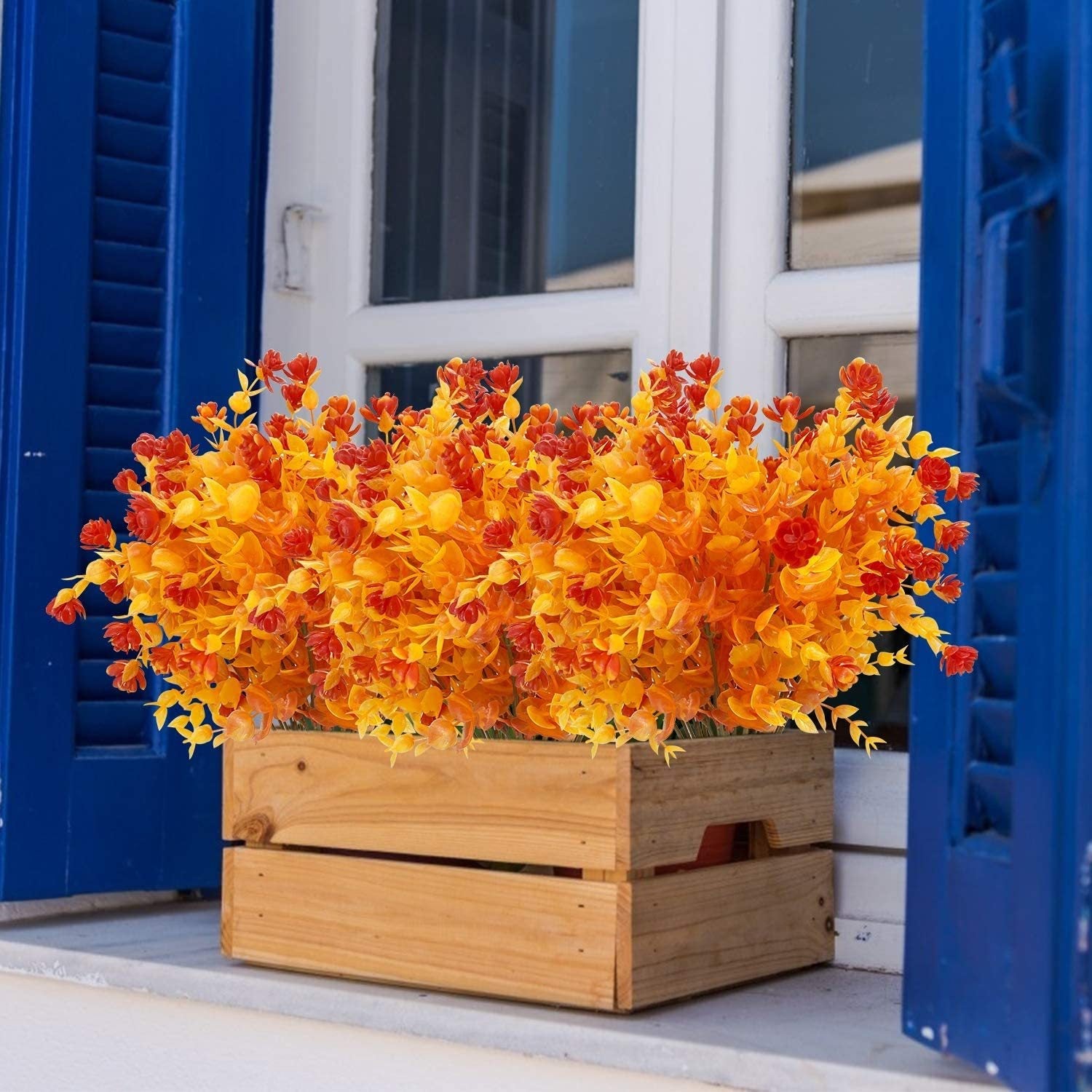 Buis Artificiel en Lot (1, 8 ou 20), 34cm, Buisson Touffu Résistant UV pour Extérieur, Faux Feuillage Réaliste, Idéal Jardin, Balcon, Jardinière