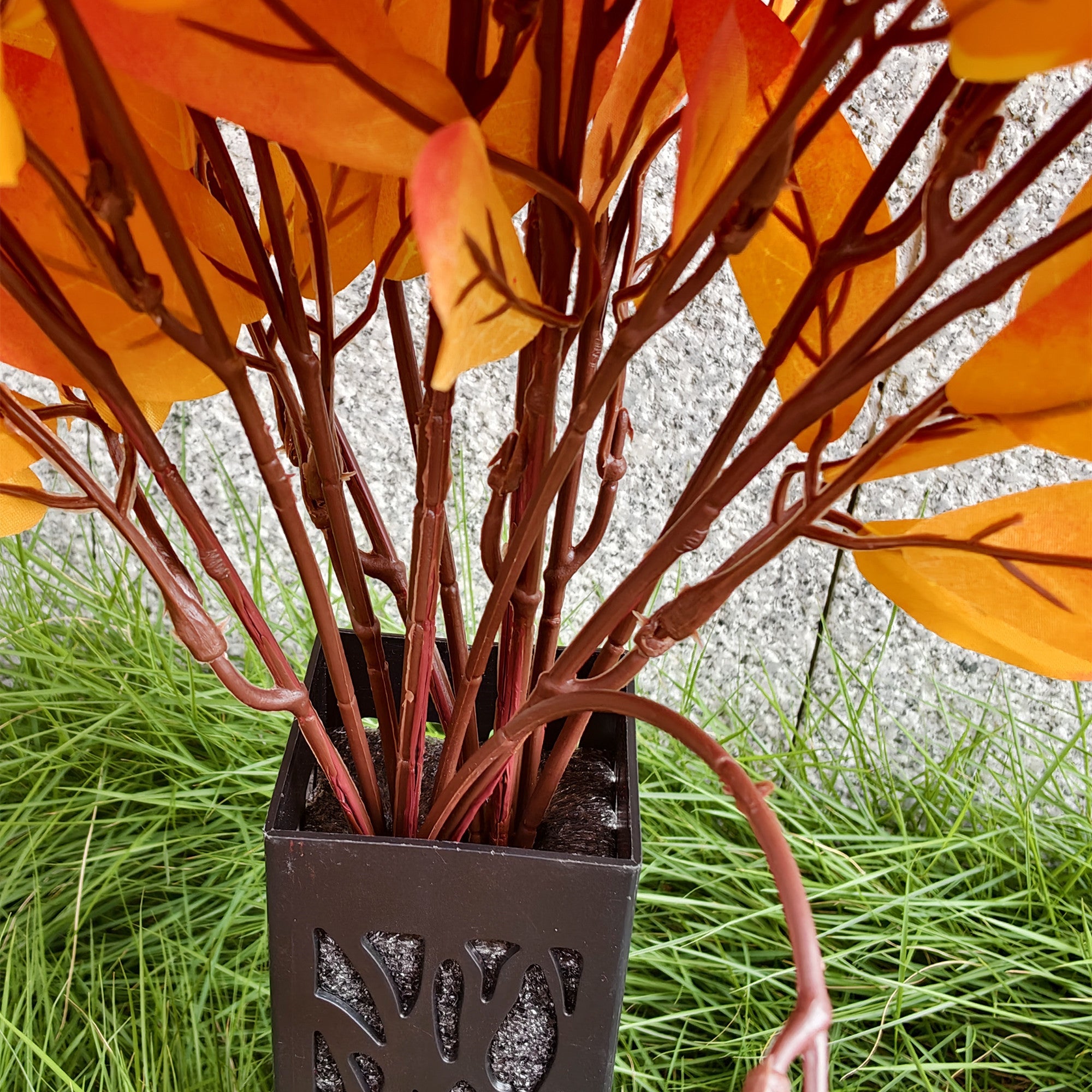 Lot de Chrysanthèmes Artificiels 61 cm, Bouquet 24 Têtes avec Vase pour Tombe, Fleurs d'Automne pour Mariage & Décoration au Charme Champêtre, Résistant UV