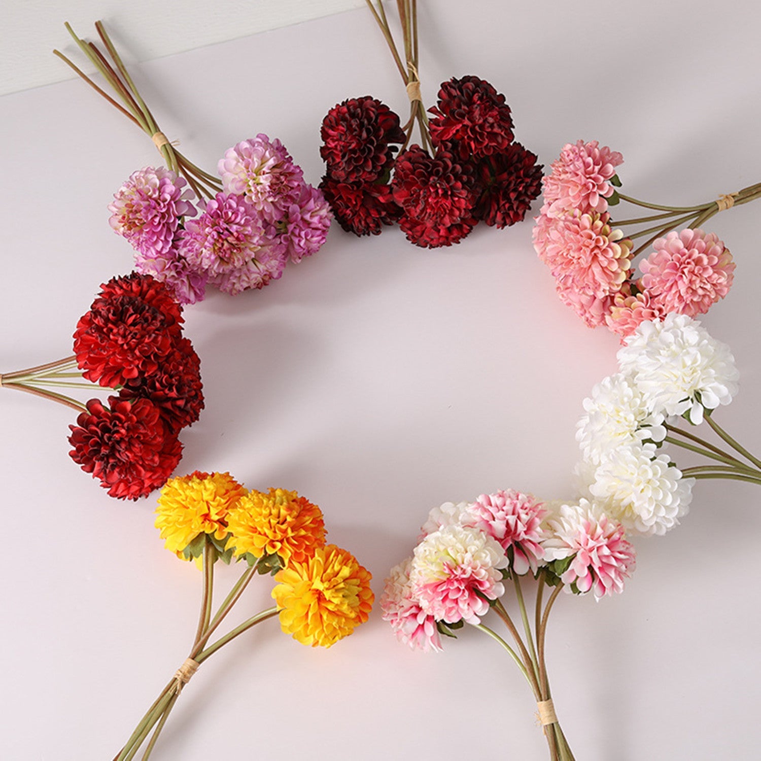 Bouquet de Chrysanthèmes Artificiels 40 cm, Fleurs en Soie de Qualité, Style Champêtre et Vintage, Décoration Maison, Mariage, Vente en Gros