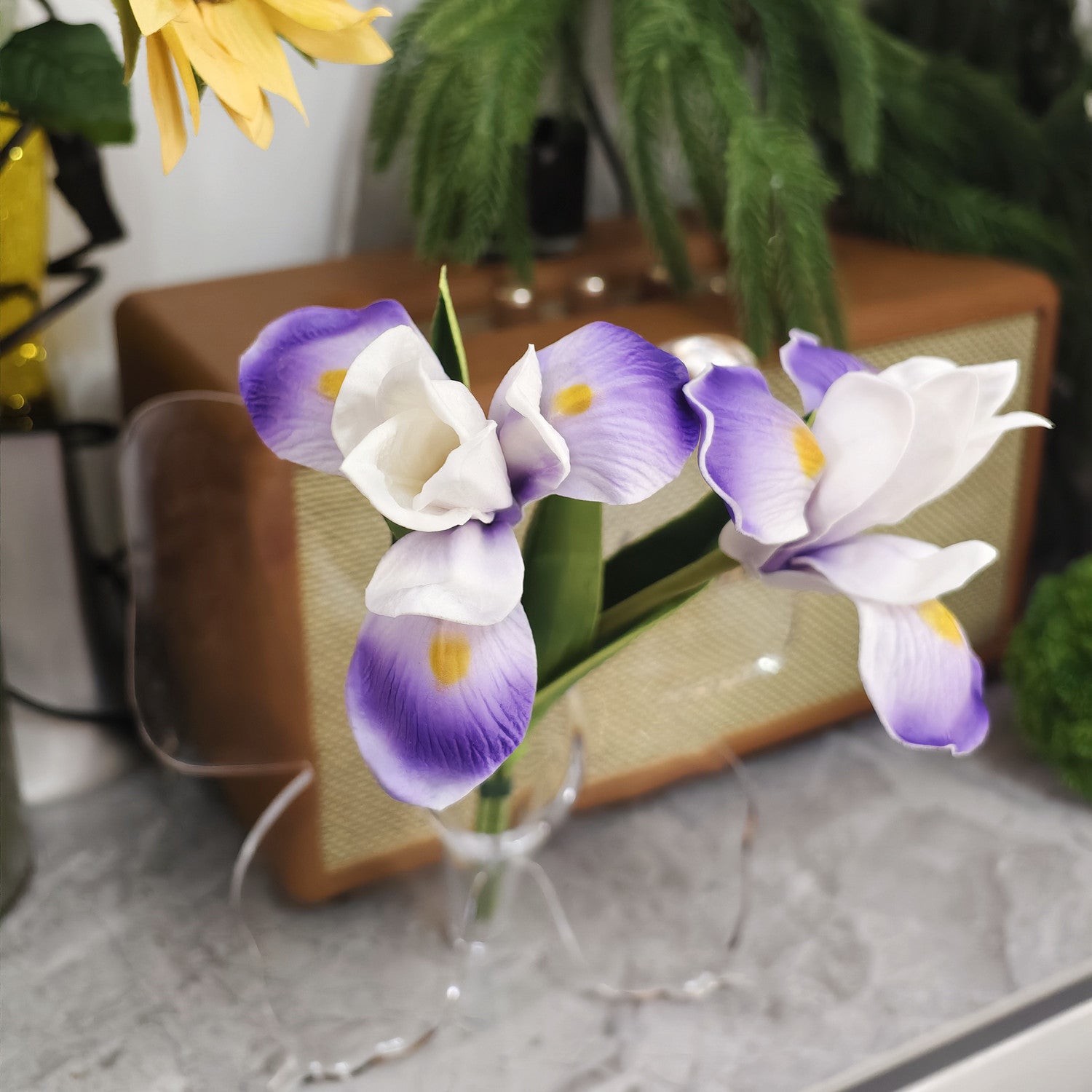 33 cm 2 Tiges d'iris artificielles pour la décoration de mariage à domicile