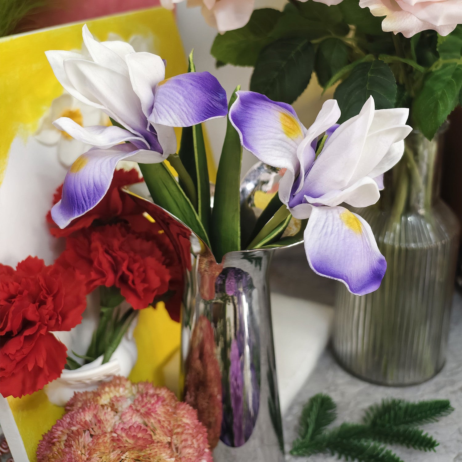 33 cm 2 Tiges d'iris artificielles pour la décoration de mariage à domicile