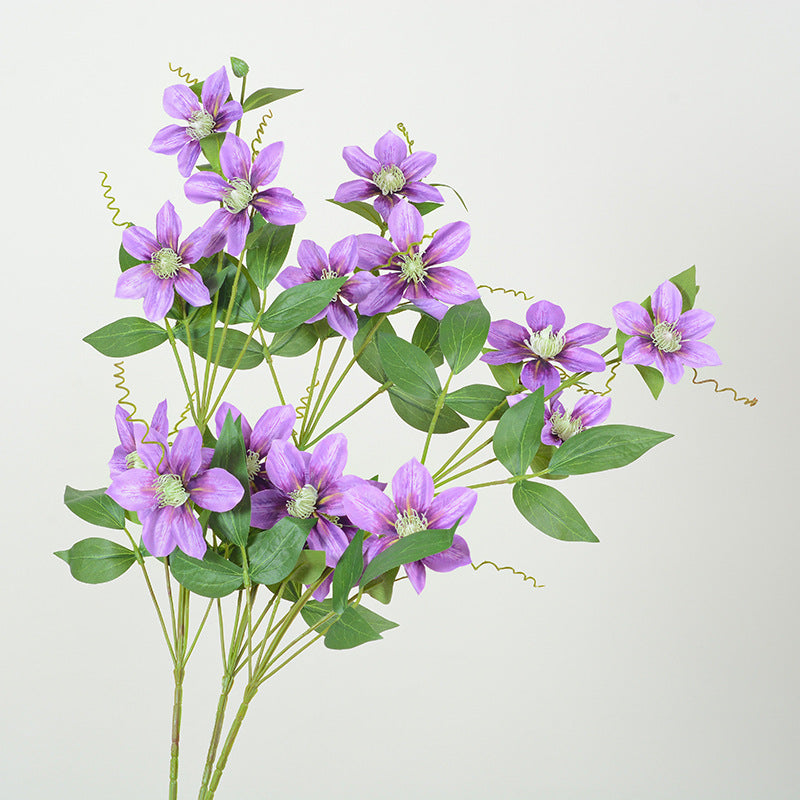 3 Tiges de Clématites Artificielles - Décoration Élégante pour Mariage et Intérieur