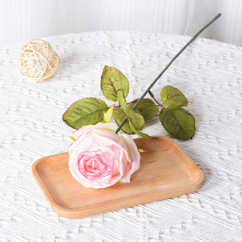 67 cm Rose artificielle en soie vintage à bords brûlés Idéale pour le mariage et la décoration intérieure