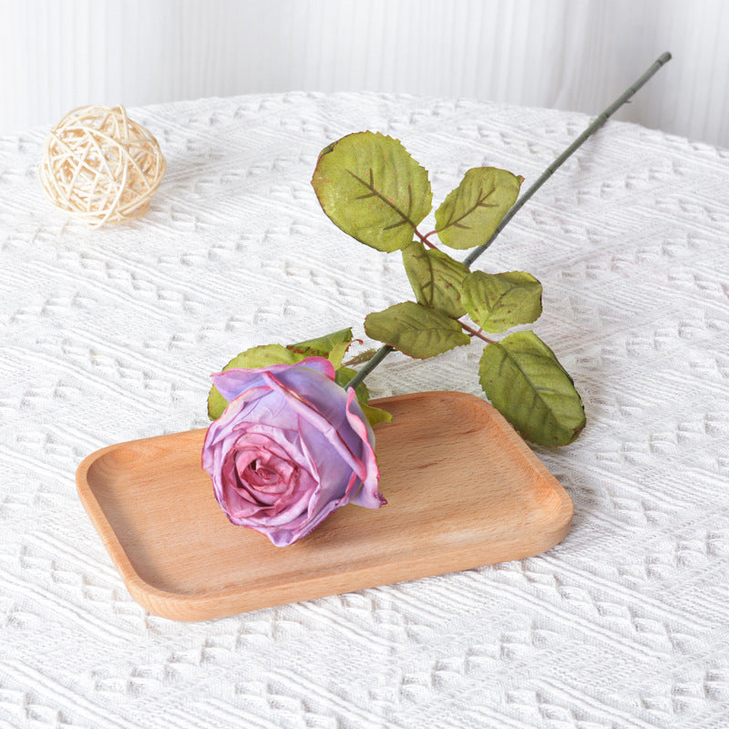 67 cm Rose artificielle en soie vintage à bords brûlés Idéale pour le mariage et la décoration intérieure