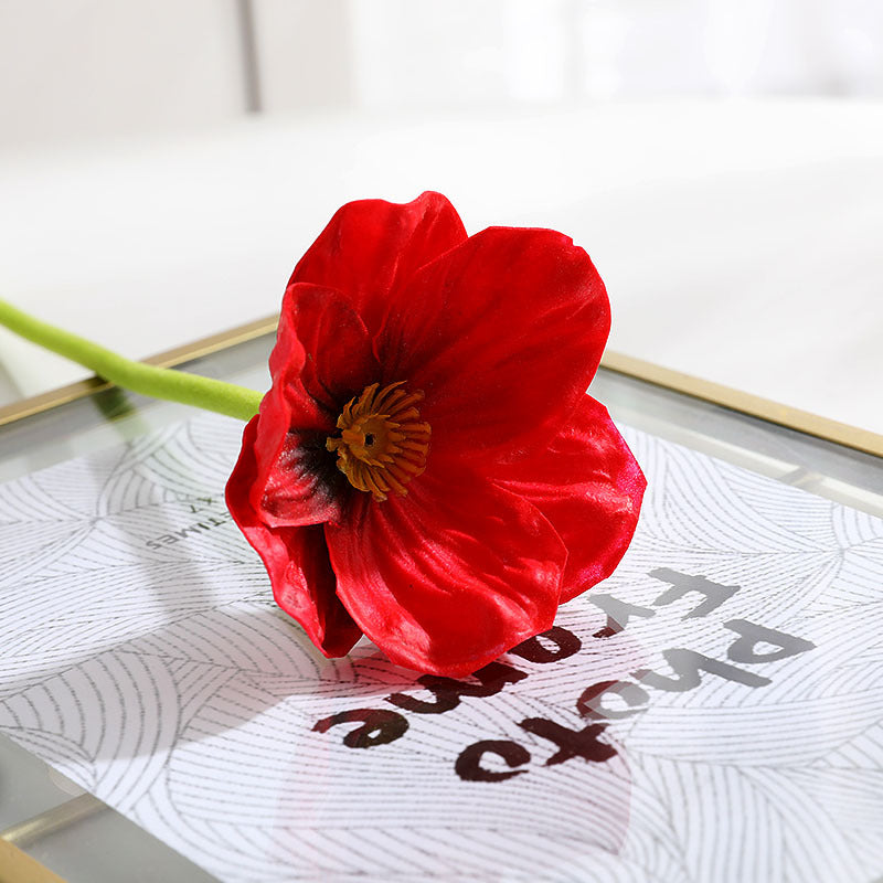 Fleur artificielle de coquelicot au toucher réaliste 32cm - Élégante - Idéal pour décoration automne-hiver