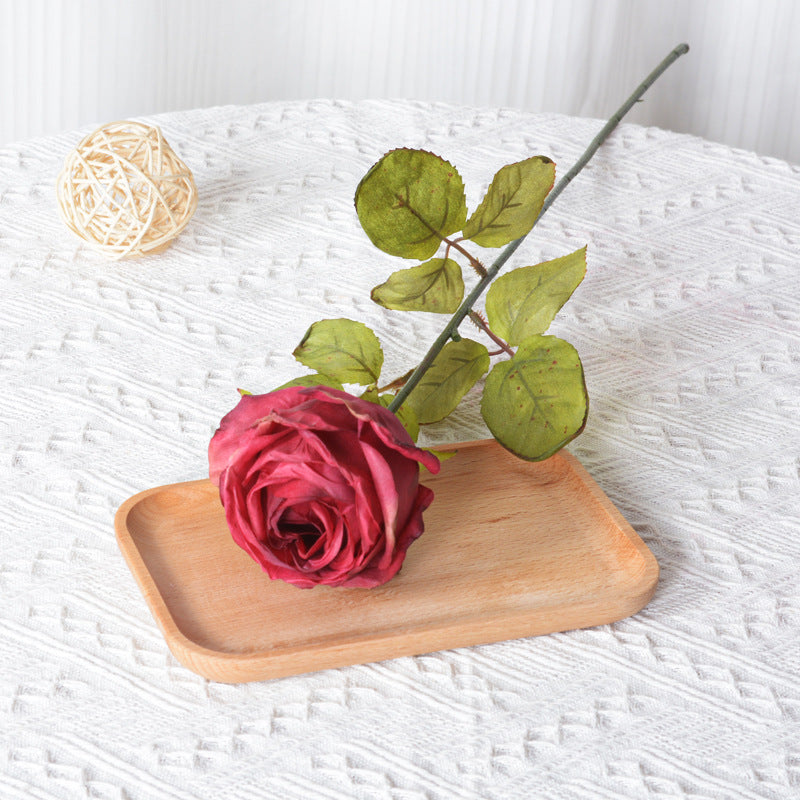 67 cm Rose artificielle en soie vintage à bords brûlés Idéale pour le mariage et la décoration intérieure