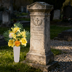 58 cm Bouquet de fleurs artificielles pour cimetière lys, chrysanthèmes et roses pour décorer les tombes à la Fête de la Toussaint